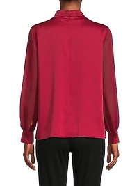 Crepe De Chine Twist Neck Blouse