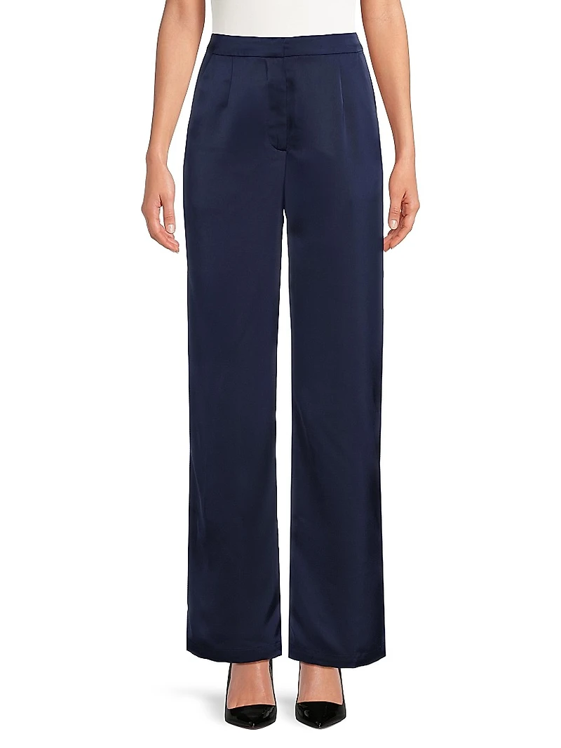 Misook x Lani Lynn Naomi Wide-Leg Crepe De Chine Pants