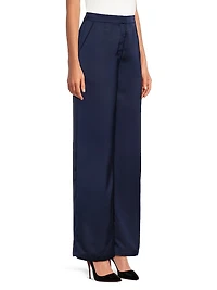 Misook x Lani Lynn Naomi Wide-Leg Crepe De Chine Pants