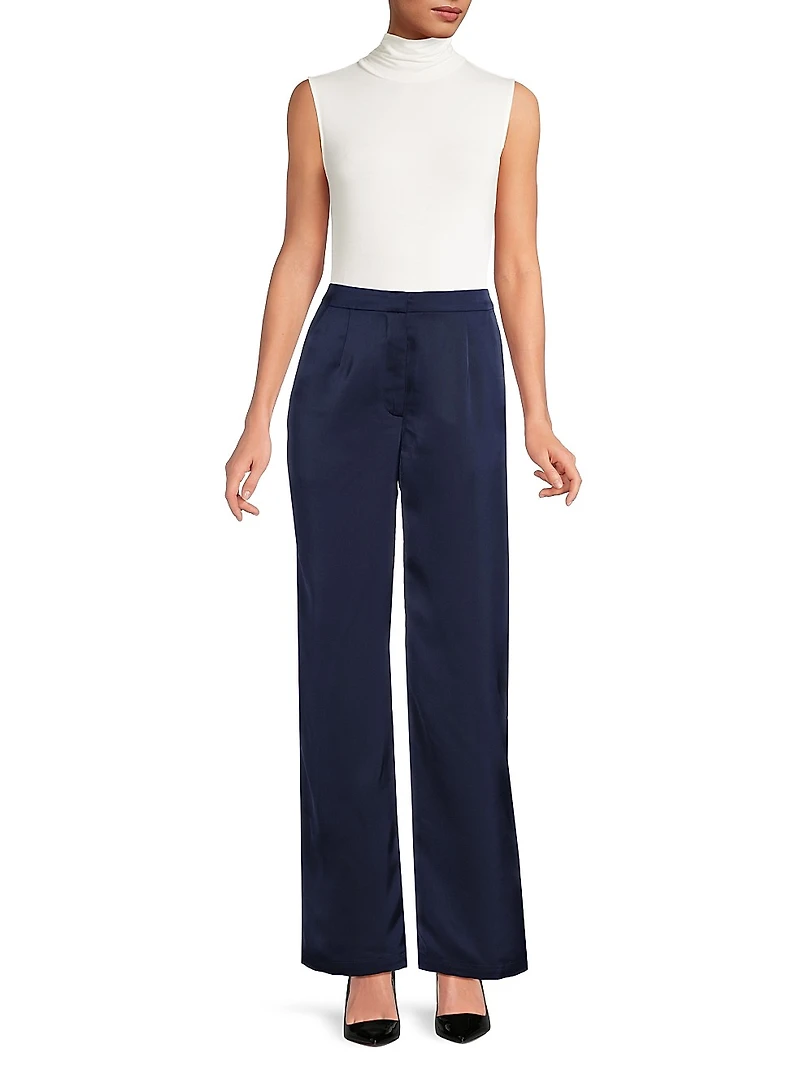 Misook x Lani Lynn Naomi Wide-Leg Crepe De Chine Pants