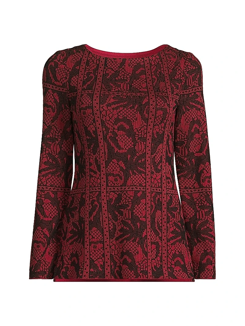 Jacquard Knit Boatneck Top