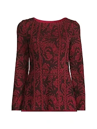 Jacquard Knit Boatneck Top