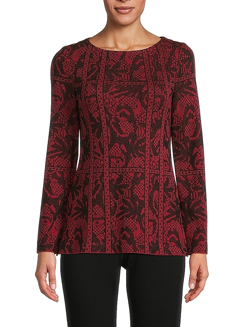 Jacquard Knit Boatneck Top