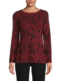 Jacquard Knit Boatneck Top