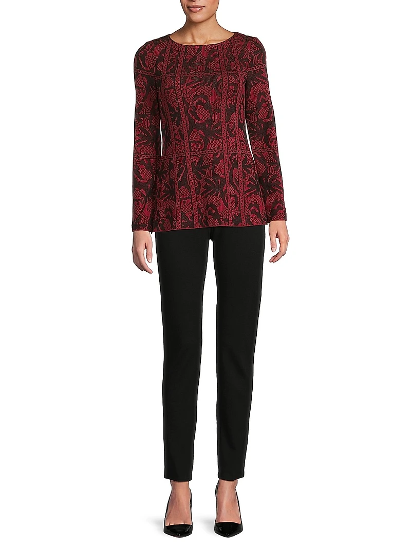 Jacquard Knit Boatneck Top