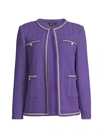 Heritage Checkered-Trim Knit Jacket