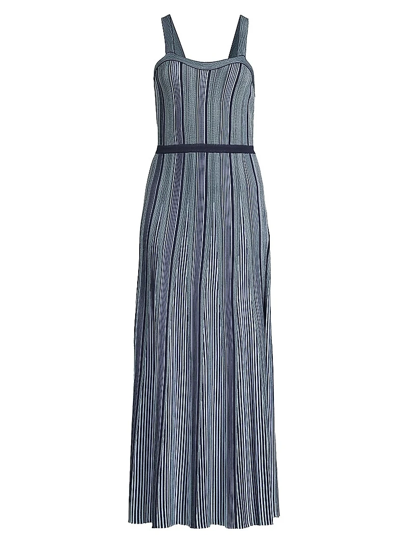 Misook x Lani Lynn Vertical Striped Knit Maxi Dress