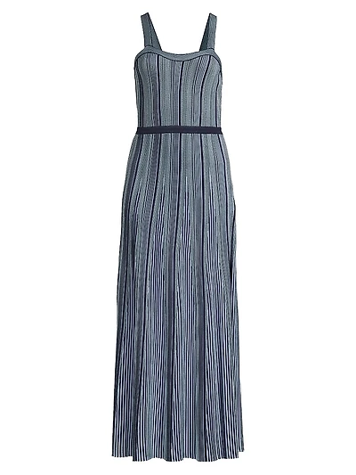 Misook x Lani Lynn Vertical Striped Knit Maxi Dress