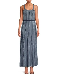 Misook x Lani Lynn Vertical Striped Knit Maxi Dress