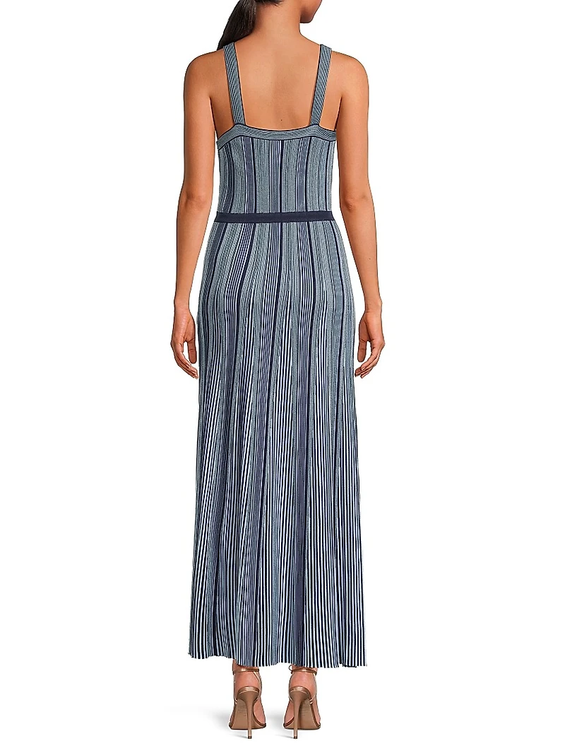 Misook x Lani Lynn Vertical Striped Knit Maxi Dress