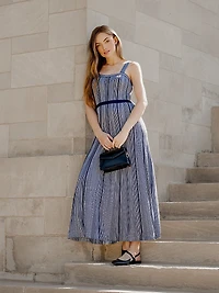 Misook x Lani Lynn Vertical Striped Knit Maxi Dress
