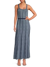 Misook x Lani Lynn Vertical Striped Knit Maxi Dress