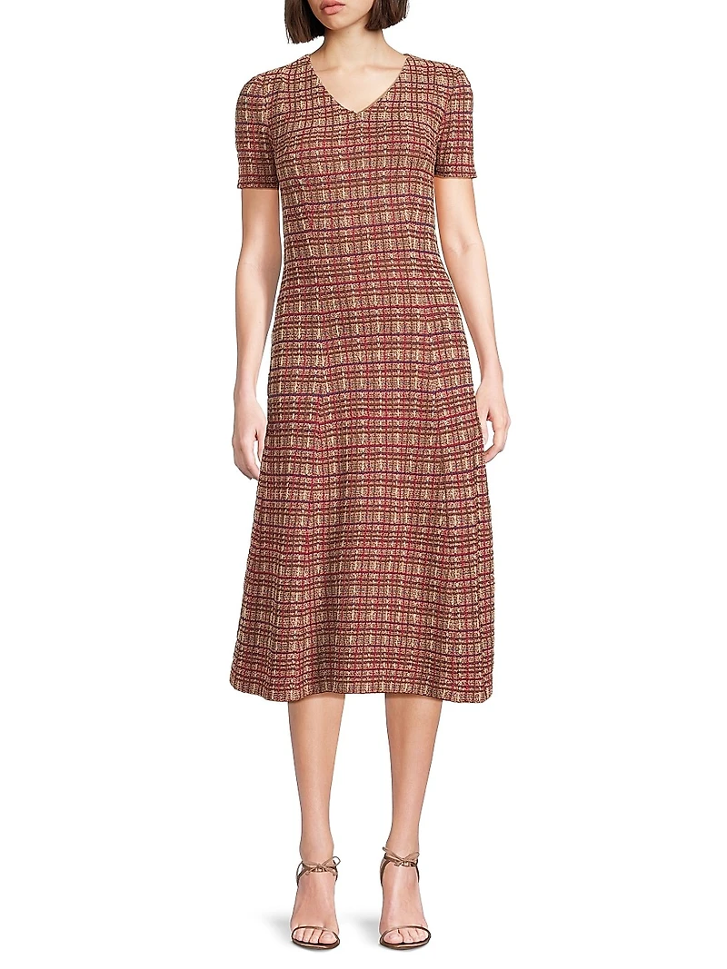 Plaid A-Line Midi-Dress