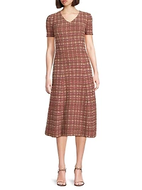 Plaid A-Line Midi-Dress