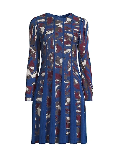 Abstract Print Knit A-Line Minidress