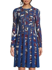 Abstract Print Knit A-Line Minidress