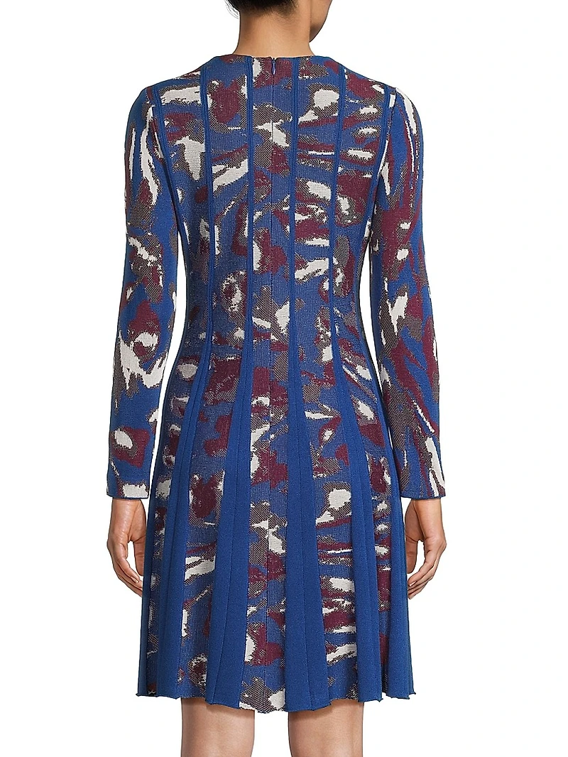 Abstract Print Knit A-Line Minidress
