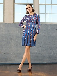 Abstract Print Knit A-Line Minidress