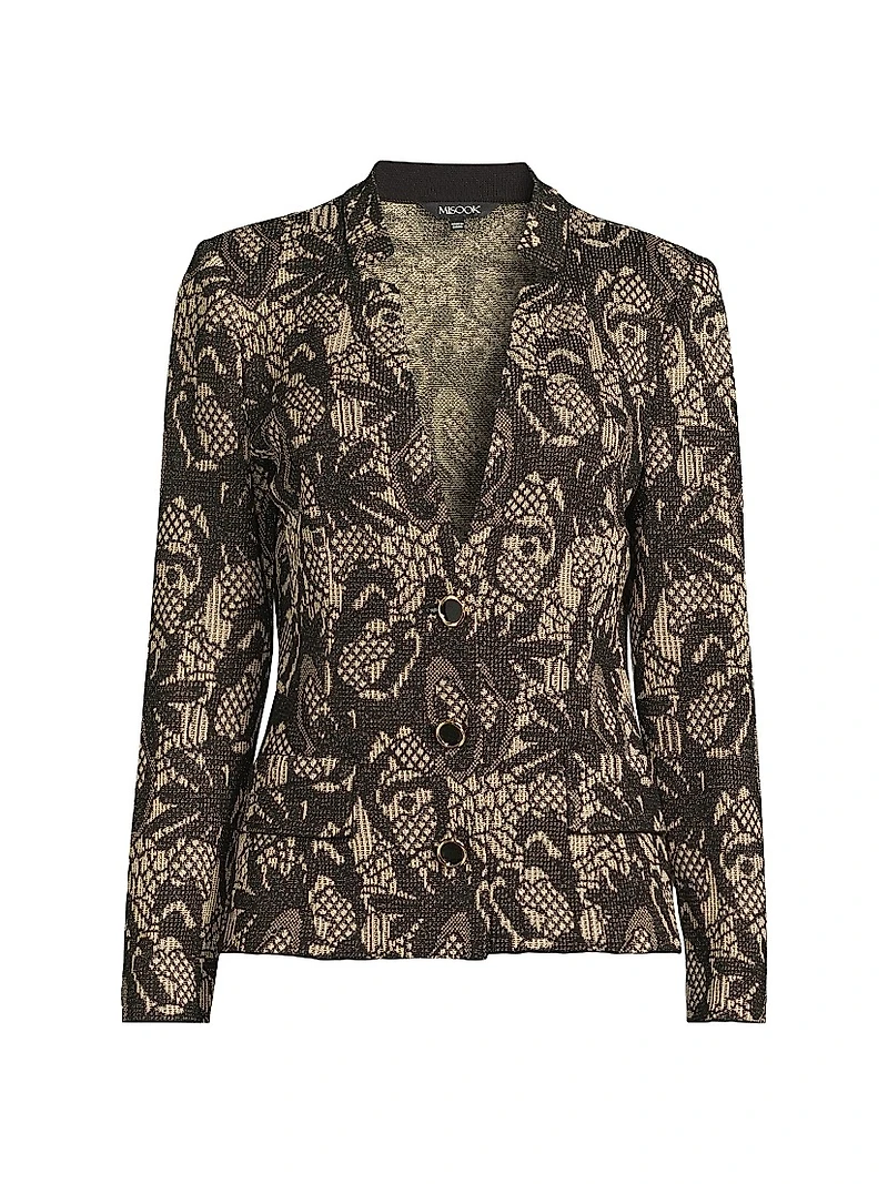 Tailored Floral Knit Jacket