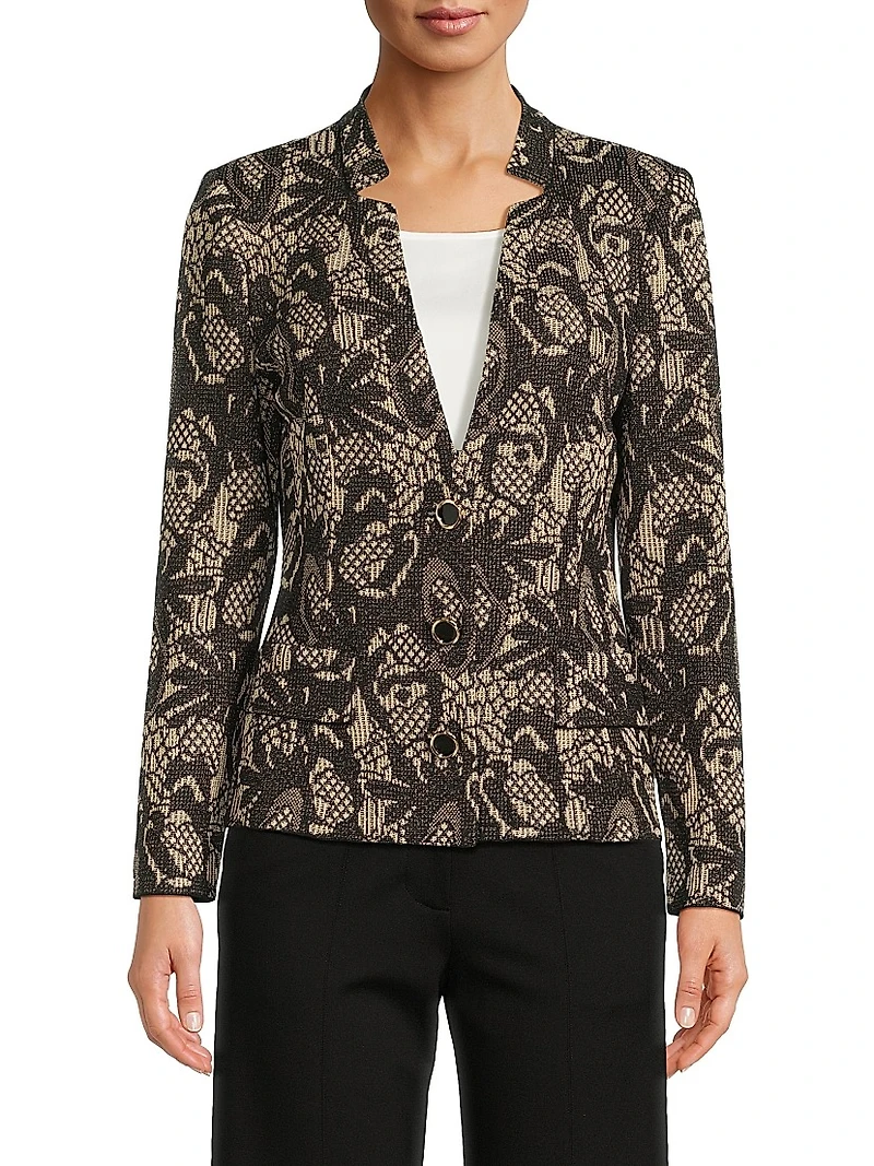 Tailored Floral Knit Jacket