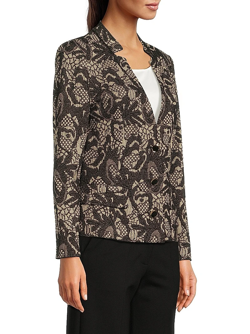 Tailored Floral Knit Jacket