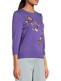 Floral Embroidered Crewneck Sweater