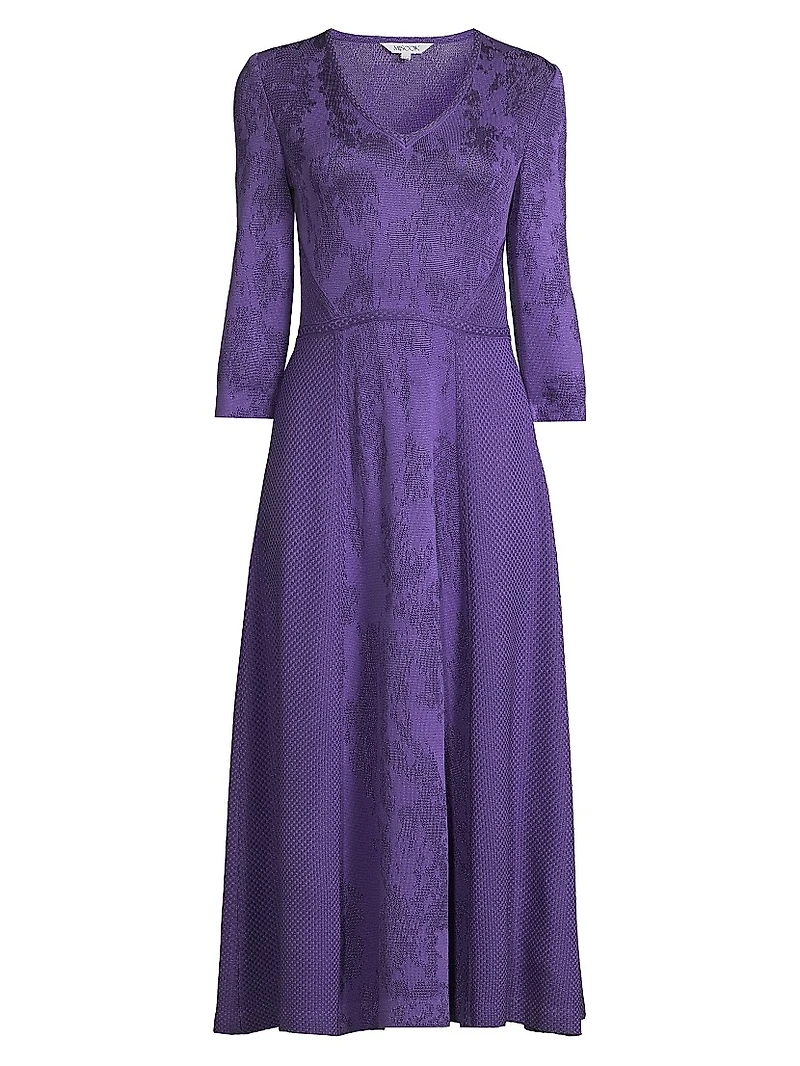 Tonal Pattern A-Line Midi-Dress