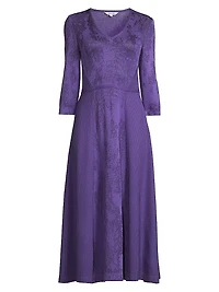 Tonal Pattern A-Line Midi-Dress