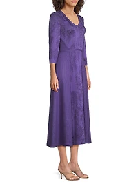 Tonal Pattern A-Line Midi-Dress