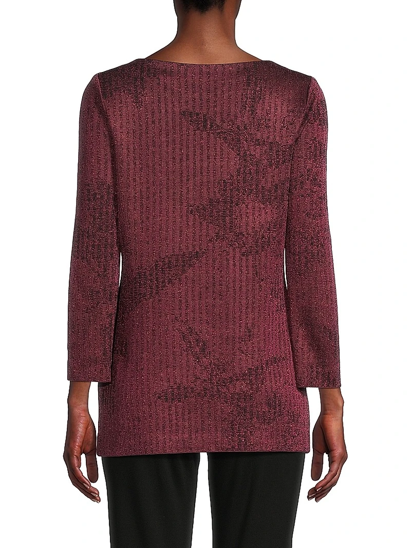 Tonal Pattern Shimmer Knit Top