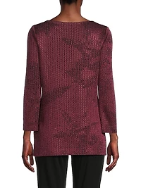 Tonal Pattern Shimmer Knit Top