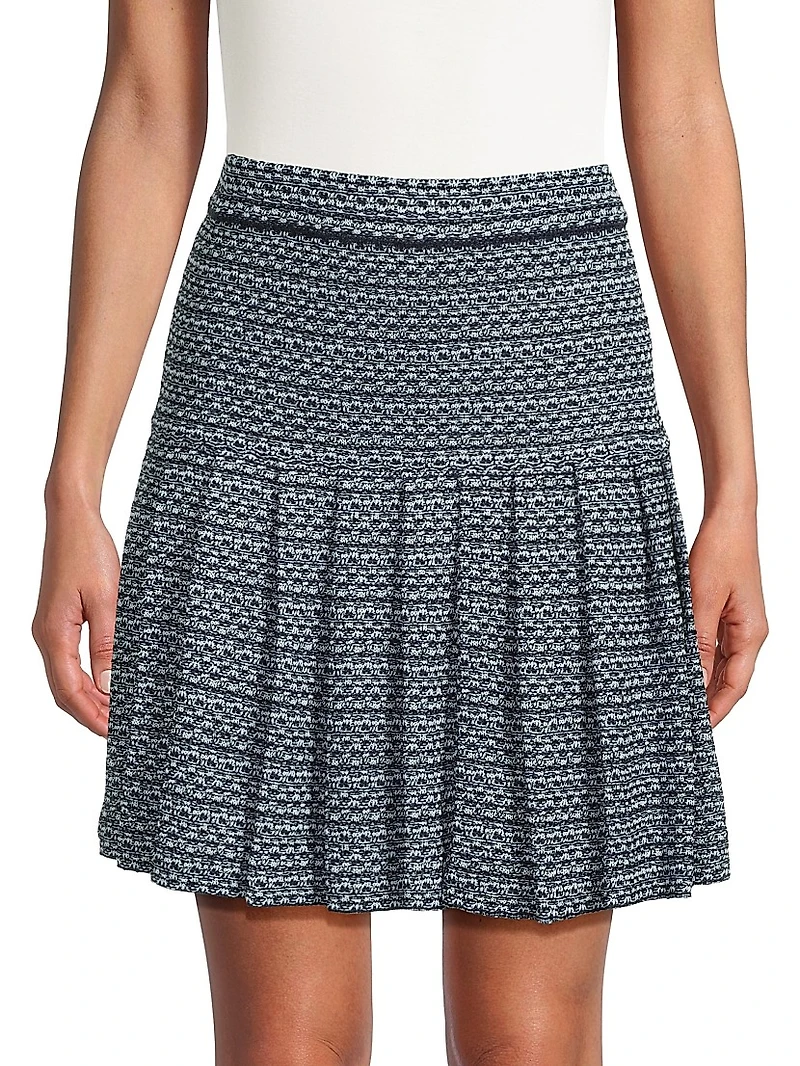 Missok x Lani Lynn Drop-Waist Pleated Knit Miniskirt