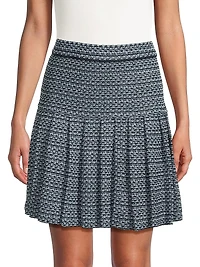 Missok x Lani Lynn Drop-Waist Pleated Knit Miniskirt