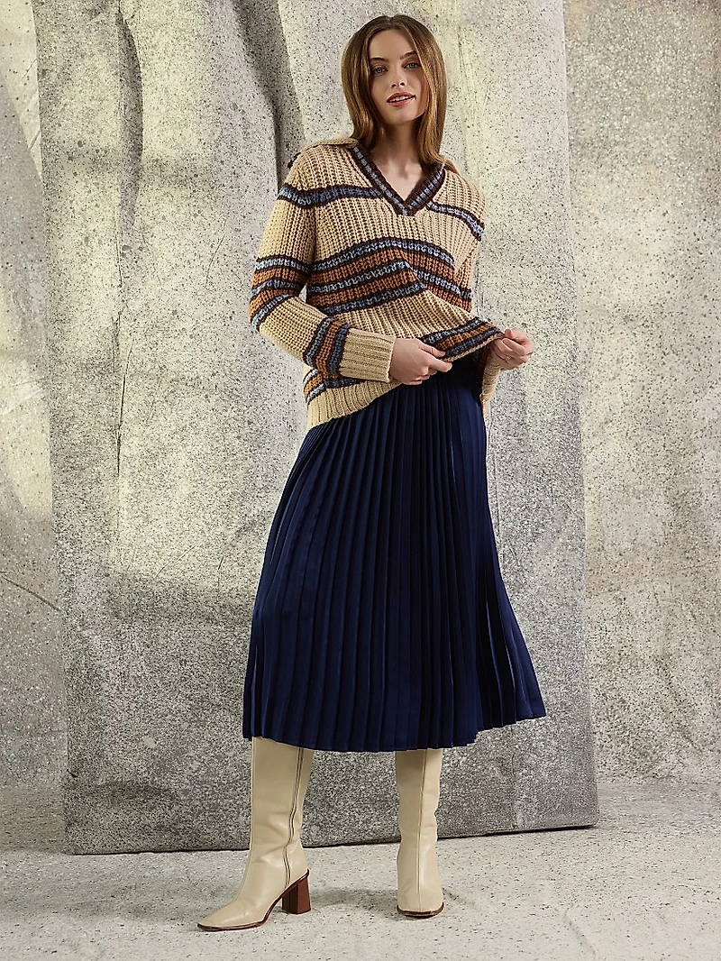 Misook x Lani Lynn Chunky Shaker-Stitch Knit Sweater