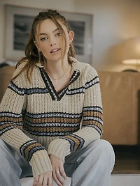 Misook x Lani Lynn Chunky Shaker-Stitch Knit Sweater