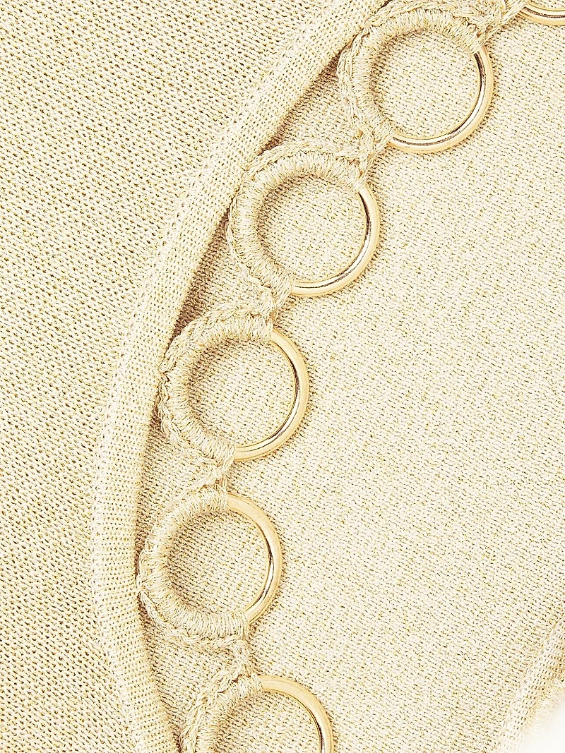 Lurex Crochet-Knit Grommet Top