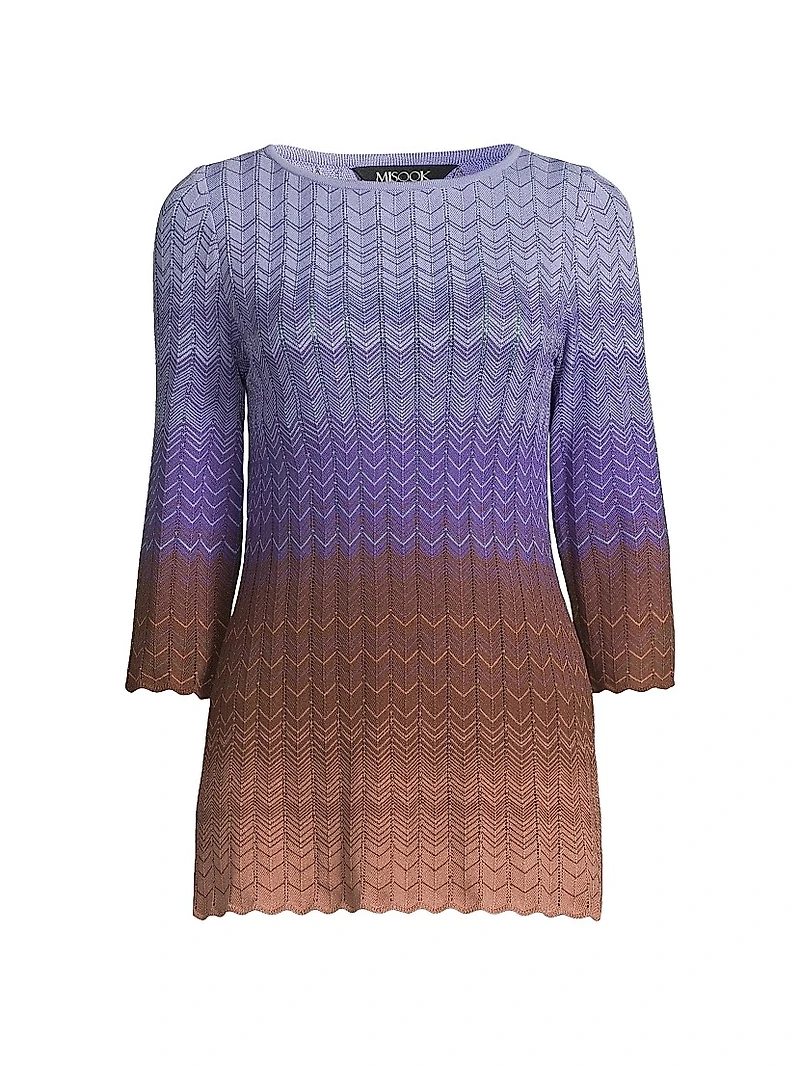 Ombré Chevron Pointelle Soft Knit Tunic