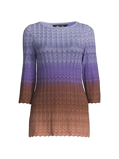 Ombré Chevron Pointelle Soft Knit Tunic