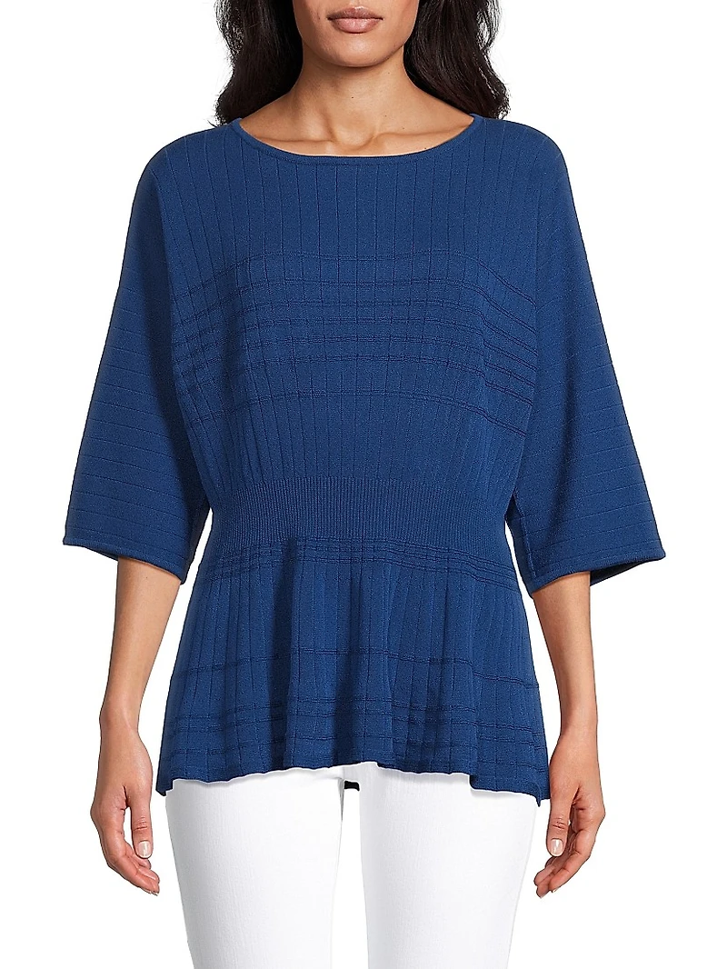 Rib-Knit Dolman-Sleeve Top