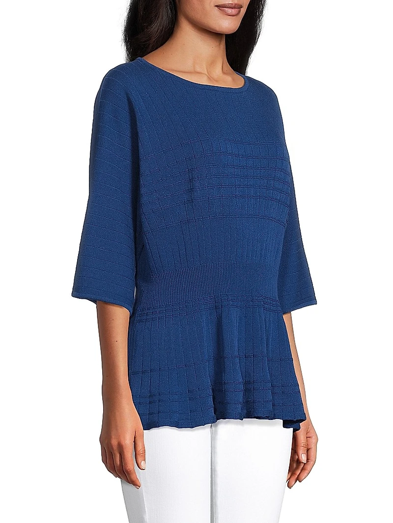 Rib-Knit Dolman-Sleeve Top