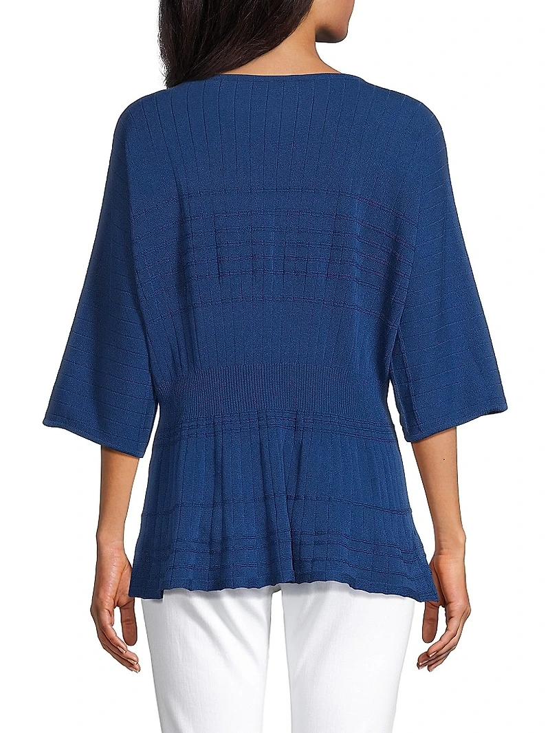 Rib-Knit Dolman-Sleeve Top