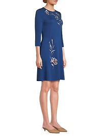 Floral-Embroidered A-Line Minidress