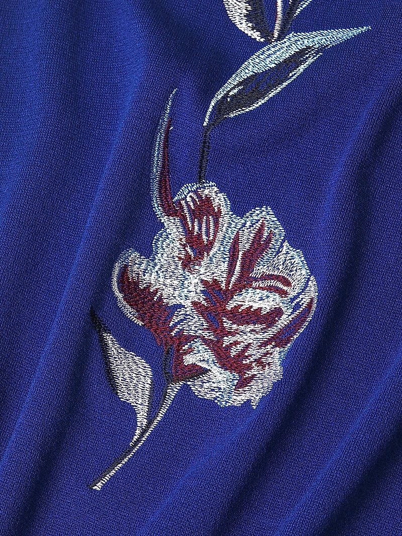 Floral-Embroidered A-Line Minidress