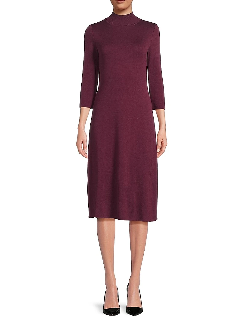 A-Line Tonal Knit Midi-Dress