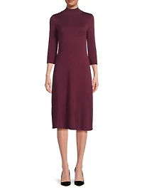 A-Line Tonal Knit Midi-Dress