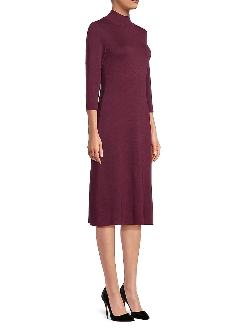 A-Line Tonal Knit Midi-Dress