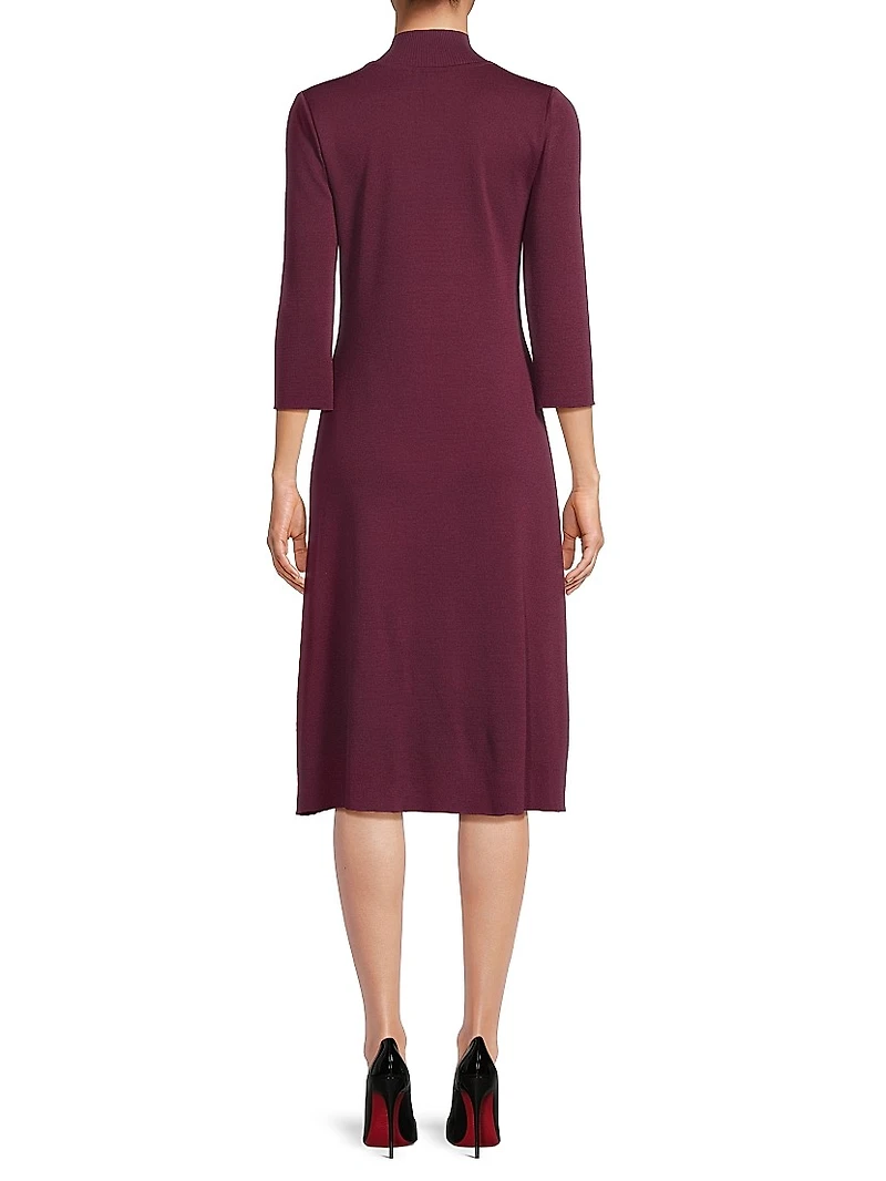 A-Line Tonal Knit Midi-Dress