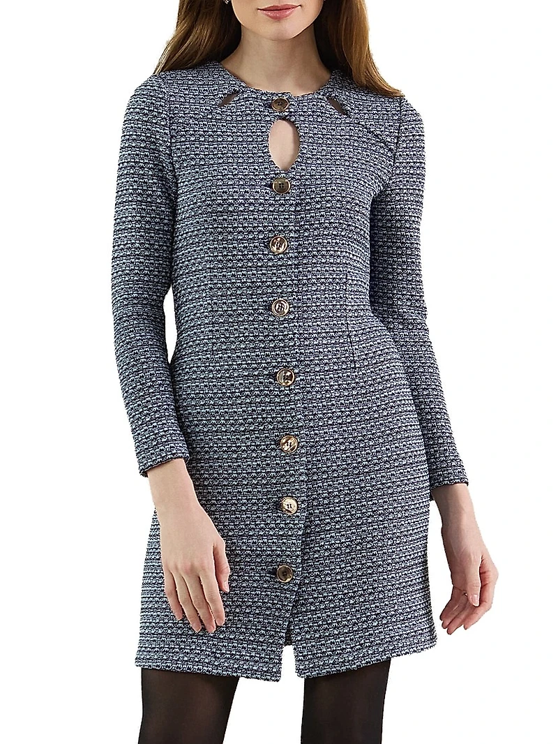 Misook x Lani Lynn Keyhole Cutout Tweed Knit Sheath Dress