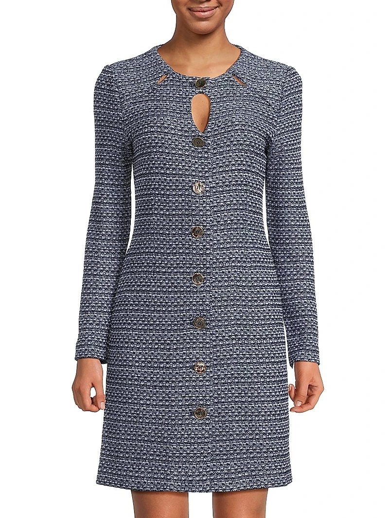 Misook x Lani Lynn Keyhole Cutout Tweed Knit Sheath Dress