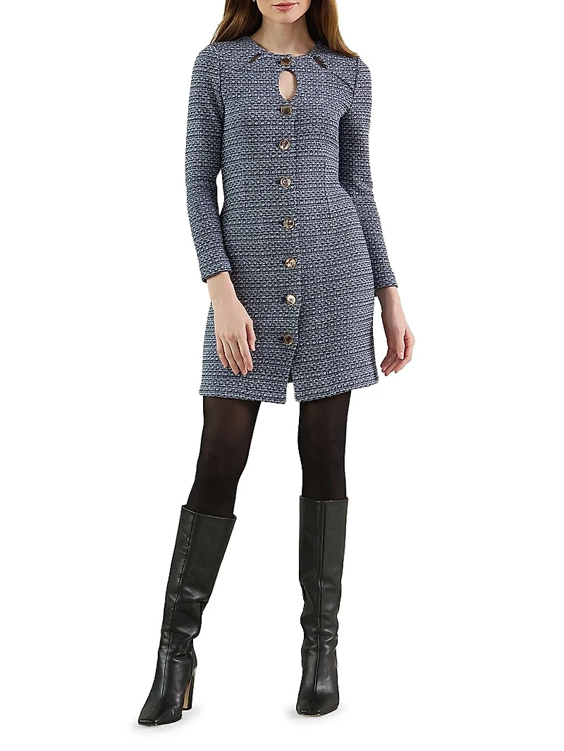 Misook x Lani Lynn Keyhole Cutout Tweed Knit Sheath Dress
